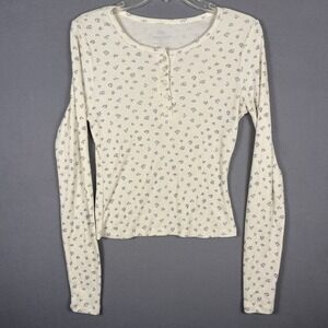 Pink Republic Thermal Shirt Waffle Floral Women's M Y2K 2000s